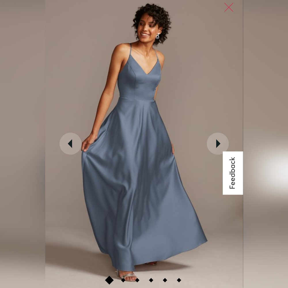 David's spaghetti strap satin a-line long dress